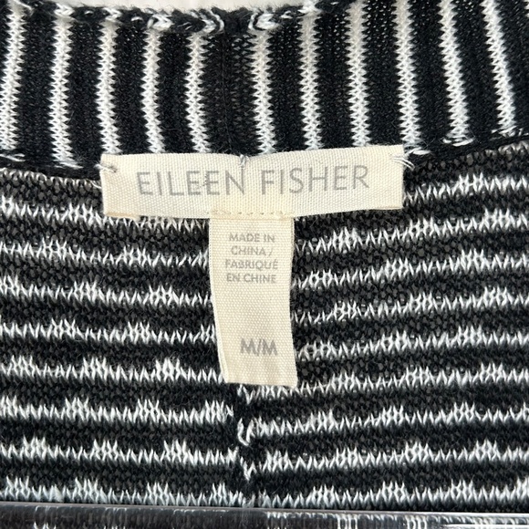 Eileen Fisher size M long Kimono cardigan short sleeve organic linen white black - Picture 10 of 11